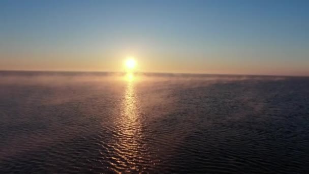 Nebbia Mattutina Sotto Superficie Del Mare Vista Aerea Dell Alba — Video Stock