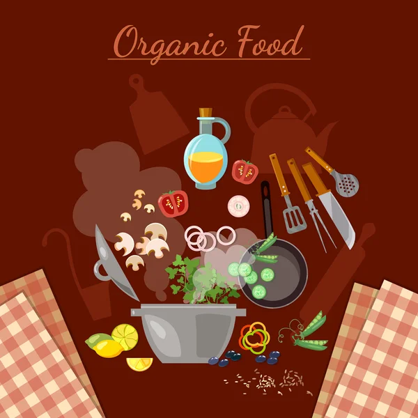 Cooking food ingredients cook soup kitchenware — Stock Illustration Cooking food ingredients cook soup kitchenware Vector Graphics