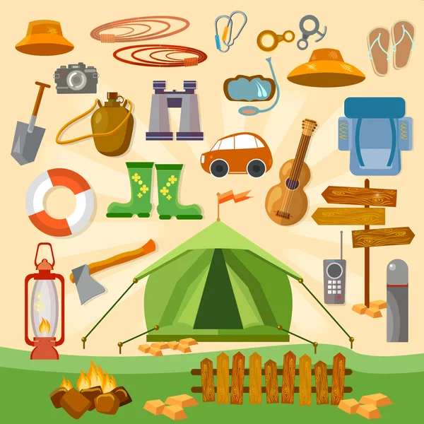 Vector camping icons — Stock Vector © vectorpro #23213804