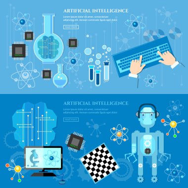 Artificial Intelligence banner creation of robots future