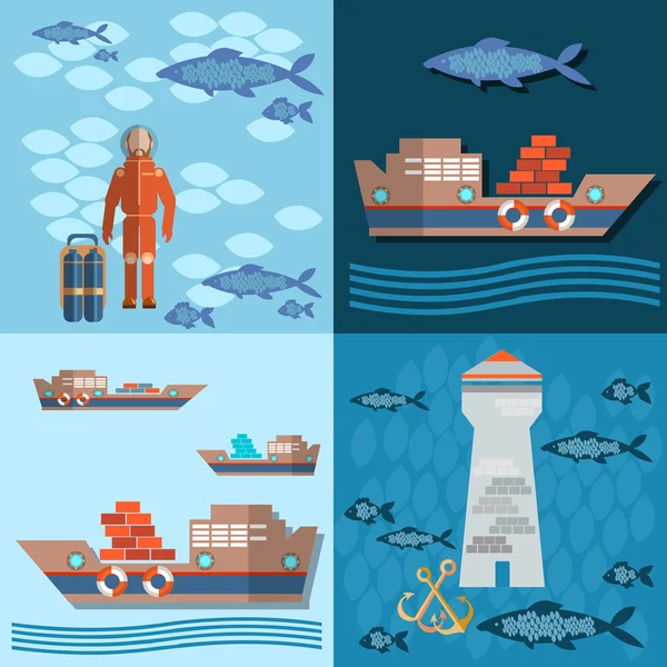 Study of sea and ocean — Stock Illustration Study of sea and ocean Royalty Free Stock Vectors