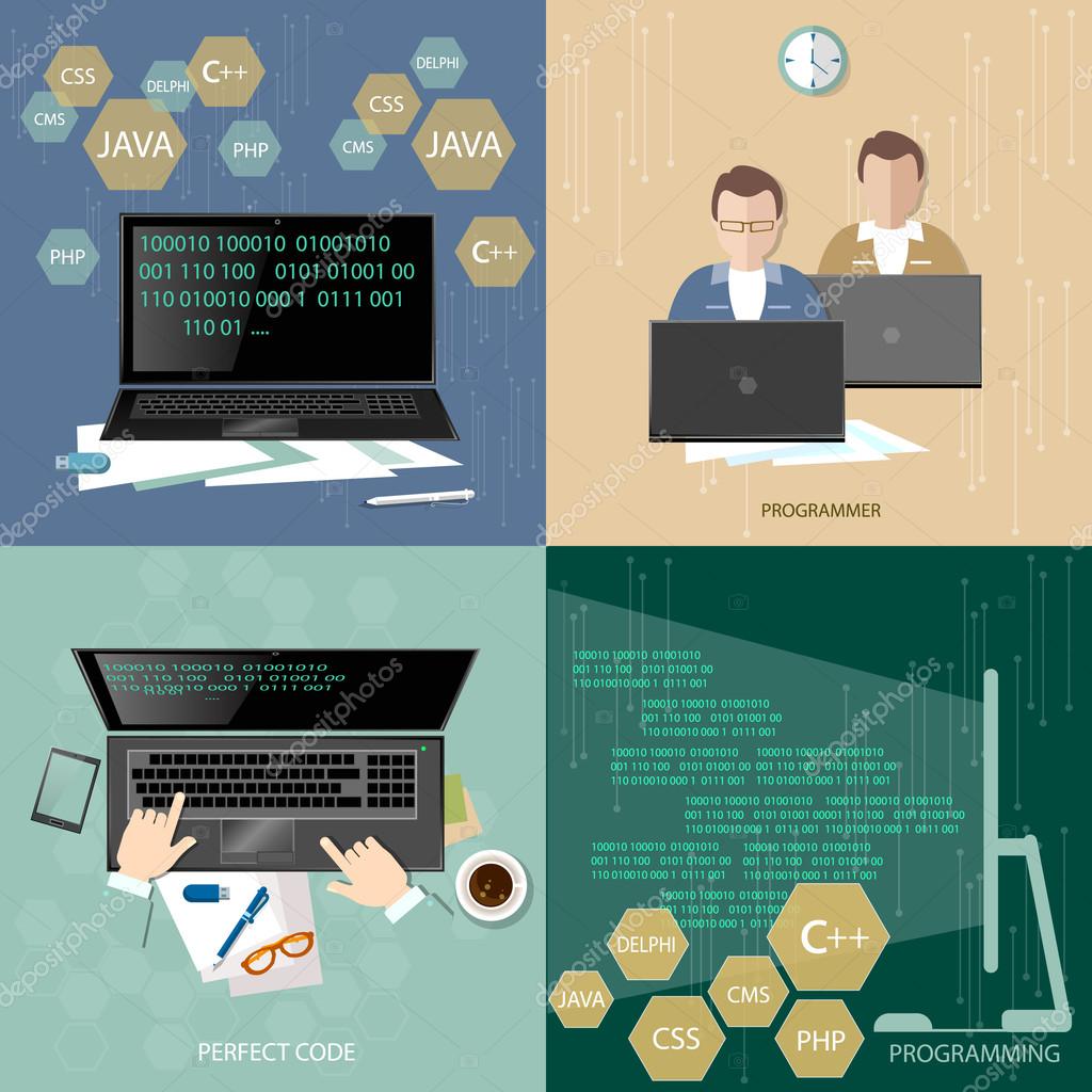 Group of programmers developer training — Stock Vector © Matriyoshka ...