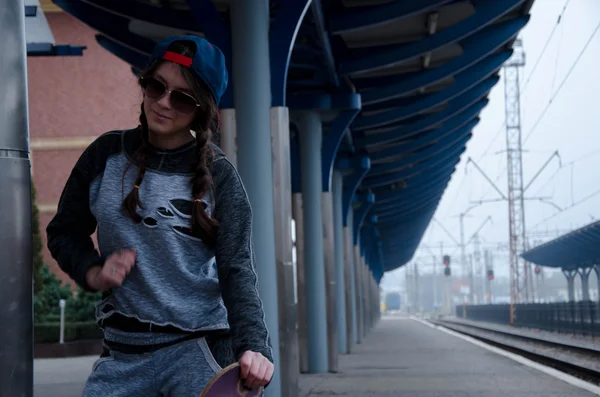 Skateboard nice girl — Stock Photo, Image