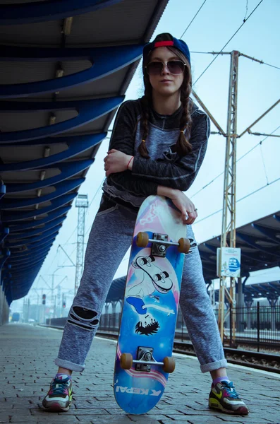 Skateboard nice girl — Stock Photo, Image