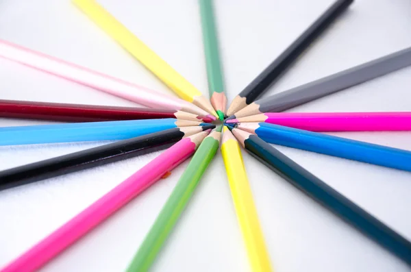 Colour pencils isolated on white background close up — Stock Photo, Image