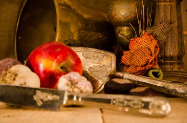 Çerçeve sebze, otlar. Hasat, mutfak, sonbahar arka plan. Kopya alanı