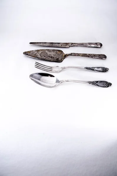 A cutlery set silver plated — Stock Photo, Image