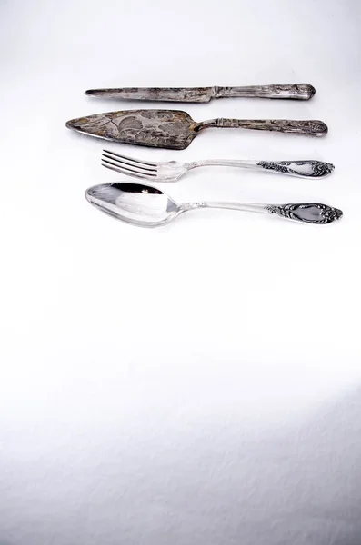 A cutlery set silver plated — Stock Photo, Image