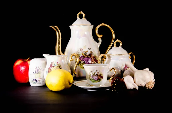 Porcelain tea set on an isolated background — Stock Photo, Image