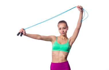 atlama ipi tutan sağlıklı sportif rakam olan kadın