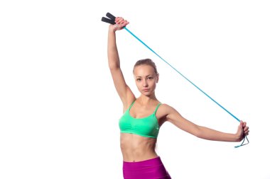 atlama ipi tutan sağlıklı sportif rakam olan kadın