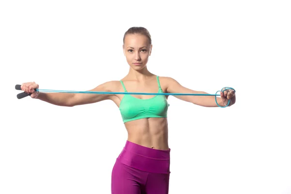 atlama ipi tutan sağlıklı sportif rakam olan kadın