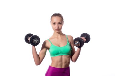 bir dumbbell ile genç atlet. izole