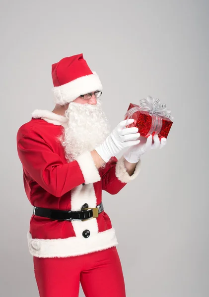 Portrait of happy Santa Claus with a huge sack — Stock Photo, Image