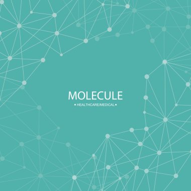 Yapı molekülü ve iletişim DNA, atom, nöronlar. Tasarımın için bilim konsepti. Noktalarla birleştirilmiş çizgiler. Tıp, teknoloji, kimya, bilim geçmişi. Vektör illüstrasyonu