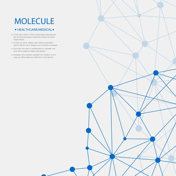 Yapı molekülü ve iletişim DNA, atom, nöronlar. Tasarımın için bilim konsepti. Noktalarla birleştirilmiş çizgiler. Tıp, teknoloji, kimya, bilim geçmişi. Vektör illüstrasyonu