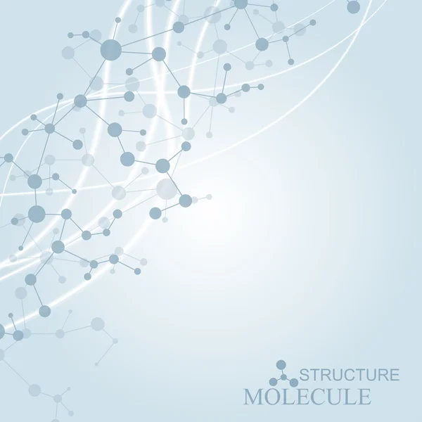 Estructura molécula y comunicación ADN, átomo, neuronas. Concepto científico para su diseño. Líneas conectadas con puntos. Medicina, tecnología, química, antecedentes científicos. Ilustración vectorial — Archivo Imágenes Vectoriales