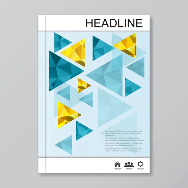 Modern vector templates for brochure, flyer, cover magazine or report in A4 size. Abstract geometric background with triangles. Vector illustration — 图库矢量图片