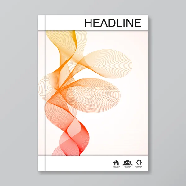 Moderne vector sjablonen voor brochure, flyer, cover magazine of verslag in A4-formaat. Abstracte gebogen lijnen op lichte achtergrond — Stockvector