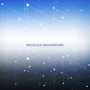 Yapı molekülü ve iletişim DNA, atom, nöronlar. Tasarımın için bilim konsepti. Noktalarla birleştirilmiş çizgiler. Tıp, teknoloji, kimya, bilim geçmişi. Vektör illüstrasyonu