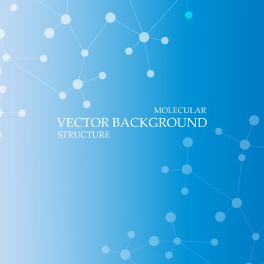 Yapı molekülü ve iletişim DNA, atom, nöronlar. Tasarımın için bilim konsepti. Noktalarla birleştirilmiş çizgiler. Tıp, teknoloji, kimya, bilim geçmişi. Vektör illüstrasyonu