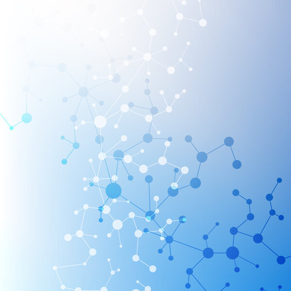 Structure molecule and communication Dna, atom, neurons. Science concept for your design. Connected lines with dots. Medical, technology, chemistry, science background. Vector illustration