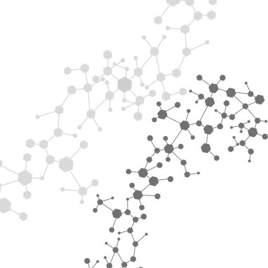 Molekül ve bağlı nokta ve çizgilerle iletişim. Tasarımınız için bilim konsepti. Vektör çizimi