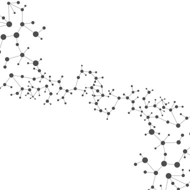 Yapı molekülü ve iletişim DNA, atom, nöronlar. Tasarımın için bilim konsepti. Noktalarla birleştirilmiş çizgiler. Tıp, teknoloji, kimya, bilim geçmişi. Vektör illüstrasyonu.