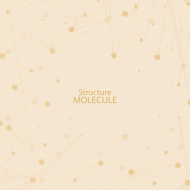 Yapı molekülü ve iletişim DNA, atom, nöronlar. Tasarımın için bilim konsepti. Noktalarla birleştirilmiş çizgiler. Tıp, teknoloji, kimya, bilim geçmişi. Vektör illüstrasyonu.