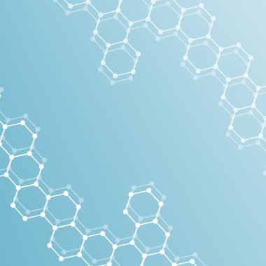 Yapı molekülü ve iletişim DNA, atom, nöronlar. Tasarımın için bilim konsepti. Noktalarla birleştirilmiş çizgiler. Tıp, teknoloji, kimya, bilim geçmişi. Vektör illüstrasyonu.