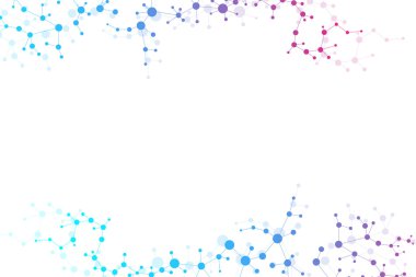 Yapı molekülü ve iletişim DNA, atom, nöronlar. Tasarımın için bilim konsepti. Noktalarla birleştirilmiş çizgiler. Tıp, teknoloji, kimya, bilim geçmişi. Vektör illüstrasyonu.