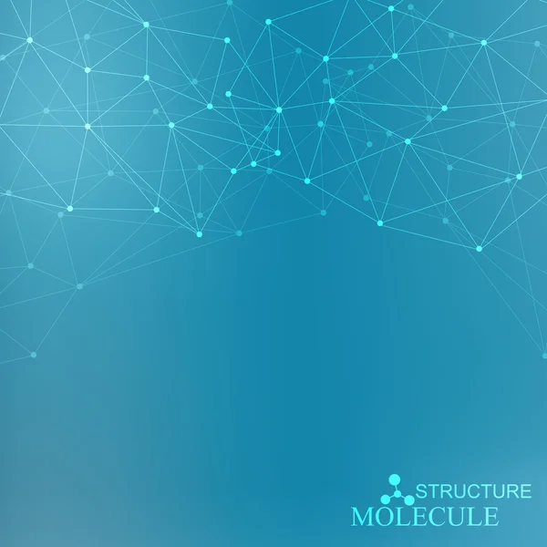 Yapı molekülü ve iletişim DNA, atom, nöronlar. Tasarımın için bilim konsepti. Noktalarla birleştirilmiş çizgiler. Tıp, teknoloji, kimya, bilim geçmişi. Vektör illüstrasyonu.