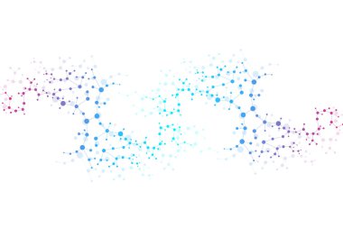 Yapı molekülü ve iletişim DNA, atom, nöronlar. Tasarımın için bilim konsepti. Noktalarla birleştirilmiş çizgiler. Tıp, teknoloji, kimya, bilim geçmişi. Vektör illüstrasyonu.