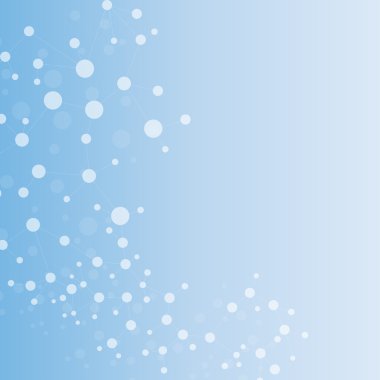 Yapı molekülü ve iletişim DNA, atom, nöronlar. Tasarımın için bilim konsepti. Noktalarla birleştirilmiş çizgiler. Tıp, teknoloji, kimya, bilim geçmişi. Vektör illüstrasyonu.