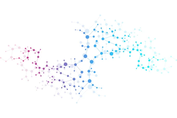 Struktura molekuła i komunikacja Dna, atom, neurony. Koncepcja naukowa dla twojego projektu. Połączone linie kropkami. Medycyna, technologia, chemia, wiedza naukowa. Ilustracja wektora. — Wektor stockowy