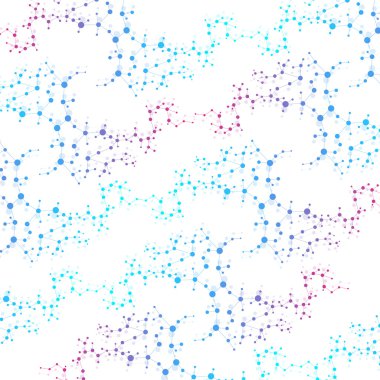 Yapı molekülü ve iletişim DNA, atom, nöronlar. Tasarımın için bilim konsepti. Noktalarla birleştirilmiş çizgiler. Tıp, teknoloji, kimya, bilim geçmişi. Vektör illüstrasyonu.