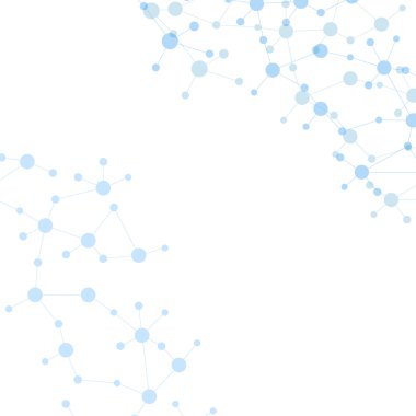 Yapı molekülü ve iletişim DNA, atom, nöronlar. Tasarımın için bilim konsepti. Noktalarla birleştirilmiş çizgiler. Tıp, teknoloji, kimya, bilim geçmişi. Vektör illüstrasyonu.