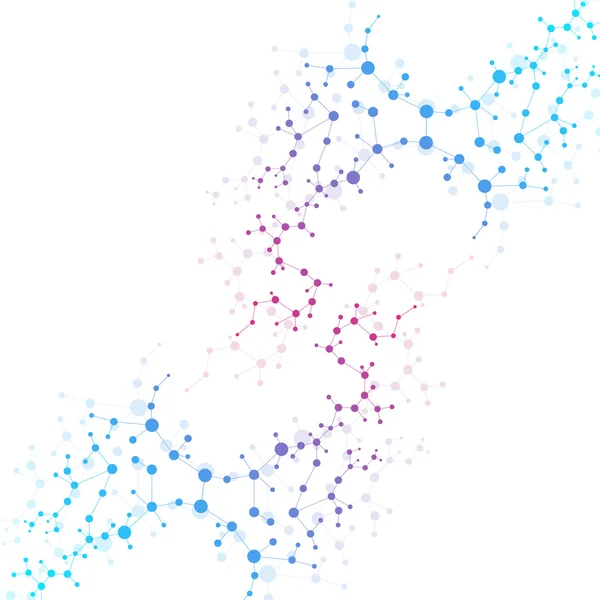 Struktura molekuła i komunikacja Dna, atom, neurony. Koncepcja naukowa dla twojego projektu. Połączone linie kropkami. Medycyna, technologia, chemia, wiedza naukowa. Ilustracja wektora. — Wektor stockowy