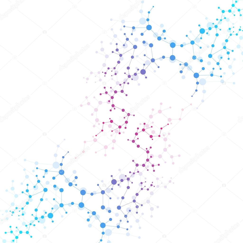 Structure molecule and communication Dna, atom, neurons. Science concept for your design. Connected lines with dots. Medical, technology, chemistry, science background. Vector illustration.