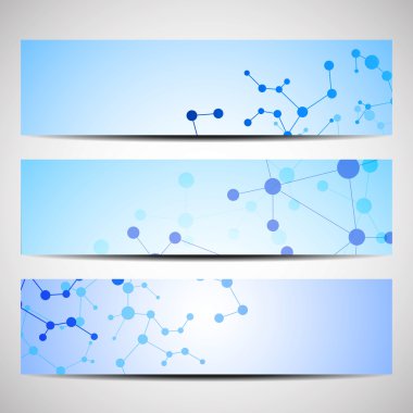 Soyut geometrik molekül ve iletişim afiş. Bilim ve teknoloji tasarım, Dna yapısı, kimya, tıbbi geçmişi, iş, Web sitesi