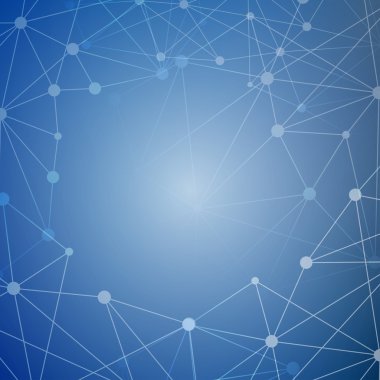 Yapı molekülü ve iletişim DNA, atom, nöronlar. Tasarımın için bilim konsepti. Noktalarla birleştirilmiş çizgiler. Tıp, teknoloji, kimya, bilim geçmişi. Vektör illüstrasyonu.