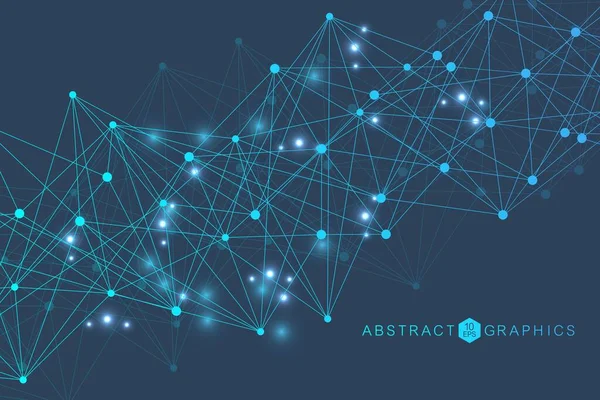 Geometrikus absztrakt háttér összekapcsolt vonallal és pontokkal. Szerkezeti molekula és kommunikáció. Big Data vizualizáció. Orvosi, technológiai, tudományos háttér. Vektorillusztráció. — Stock Vector