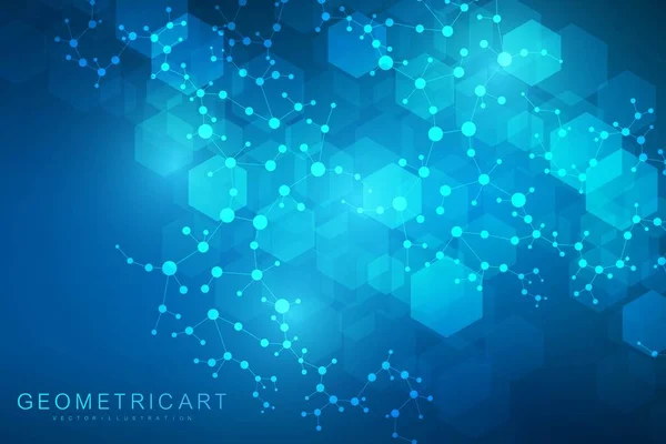 Modern futuristic background of the scientific hexagonal pattern. Virtual abstract background with particle, molecule structure for medical, technology, chemistry, science. Social network vector — Stock Vector