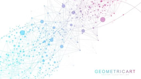 Fundo abstrato geométrico com linha conectada e pontos. Estrutura molécula e comunicação. Visualização de Big Data. Médico, tecnologia, formação científica. Ilustração vetorial. —  Vetores de Stock