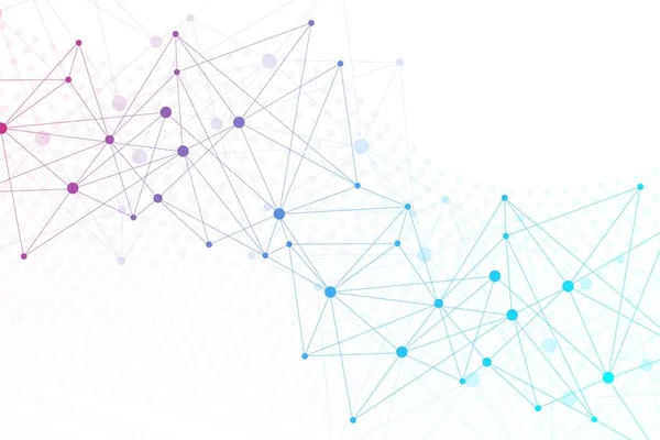 Geometryczne abstrakcyjne tło z połączoną linią i kropkami. Cząsteczka struktury i komunikacja. Wizualizacja Big Data. Medycyna, technologia, wiedza naukowa. Ilustracja wektora. — Wektor stockowy