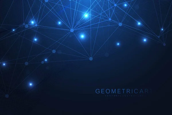 Geometrikus absztrakt háttér összekapcsolt vonallal és pontokkal. Szerkezeti molekula és kommunikáció. Big Data vizualizáció. Orvosi, technológiai, tudományos háttér. Vektorillusztráció. — Stock Vector