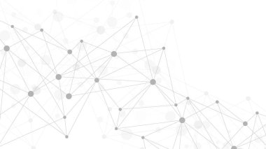 Bağlı çizgi ve noktalarla Geometrik soyut arkaplan. Yapı molekülü ve iletişim. Büyük Veri Görselleştirme. Tıp, teknoloji, bilim geçmişi. Vektör illüstrasyonu.