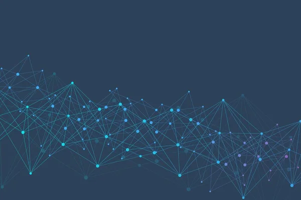 Geometrisk abstrakt bakgrund med ansluten linje och prickar. Strukturmolekyl och kommunikation. Visualisering av stora data. Medicin, teknik, vetenskap bakgrund. Vektorillustration. — Stock vektor