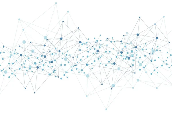 Geometryczne abstrakcyjne tło z połączoną linią i kropkami. Cząsteczka struktury i komunikacja. Wizualizacja Big Data. Medycyna, technologia, wiedza naukowa. Ilustracja wektora. — Wektor stockowy