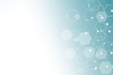 Teknoloji yapısı moleküler bağlantı elementleri. Altıgen elementlerle bağlantı. Vektör illüstrasyonu